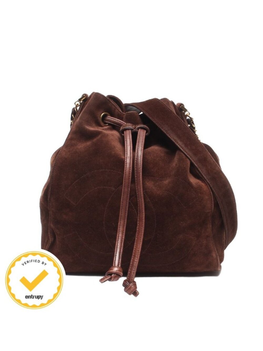 Chanel Shoulder Bag Crossbody Gold Suede